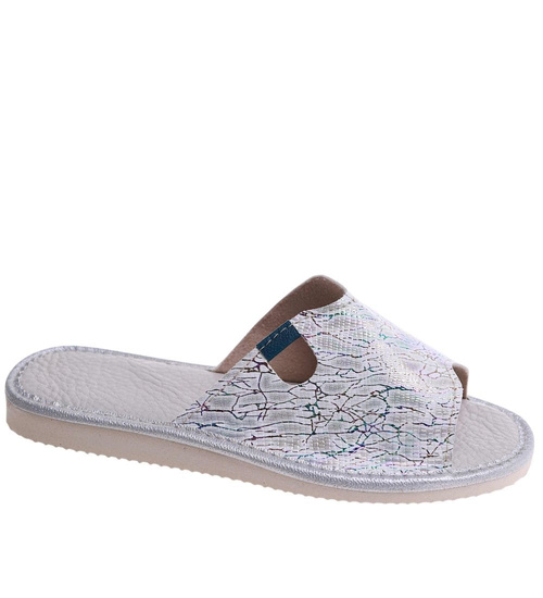 Odkryte kapcie damskie Srebrne /B3-1 17647 S165/