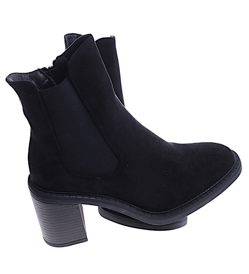 Wysokie czarne botki sztyblety na obcasie /B5-1 14842 T486/