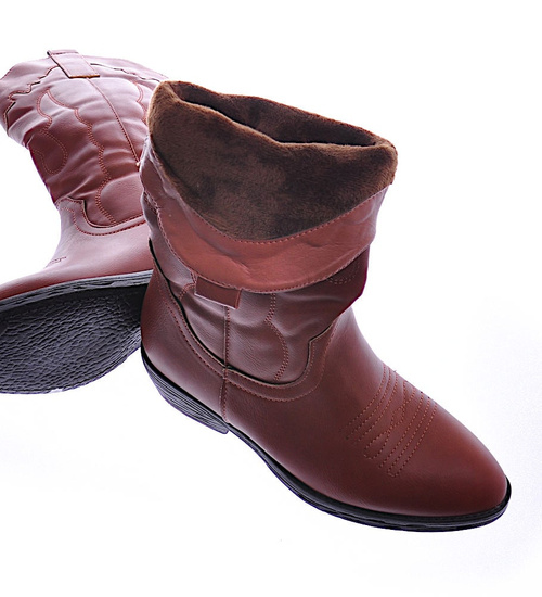 Klasyczne brązowe kozaki z ociepleniem /A8-2 12572 T393/