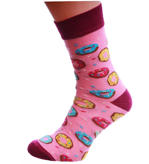 Różowe uniwersalne skarpety Donaty /G8-1 SK43 S5/