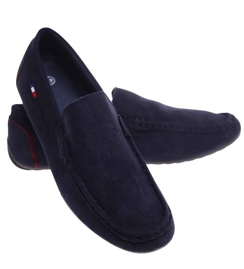 Granatowe wsuwane mokasyny półbuty /G10-3 18063 T386 +H2/