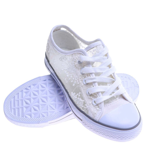 Ażurowe białe trampki dziewczęce /F7-2 17559 T141/