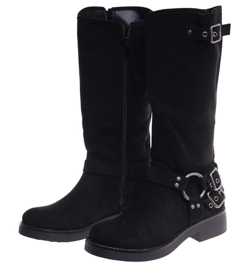 Czarne ocieplane kozaki oficerki /i4-2 h2 18408 G488/