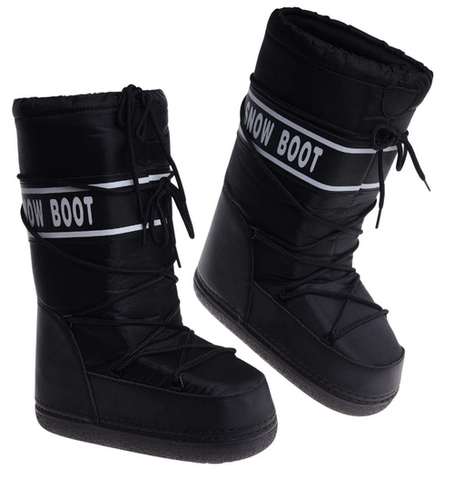 Czarne wysokie kozaki śniegowce damskie /A9-1 18462 T235/