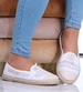 Białe koronkowe balerinki espadryle /D3-3 16151 T2/