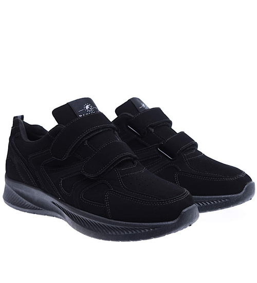 Czarne męskie buty sportowe na rzepy sneakersy /G12-1 15790 T289/