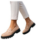 Beżowe półbuty loafersy damskie na platformie /H2 18628 W147/