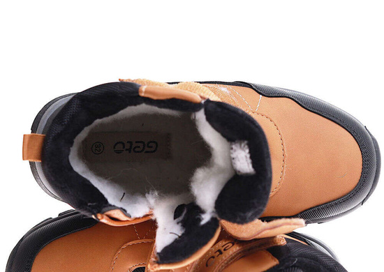 Ocieplane chłopięce buty trekkingowe na rzepy Brązowe /E9-2 17137 T633/