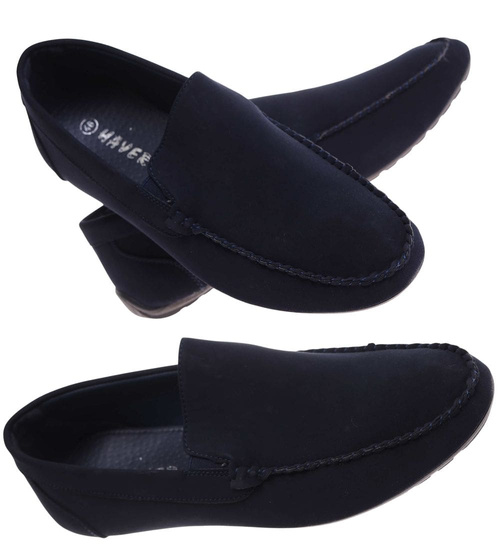 Granatowe półbuty mokasyny /G9-1 17977 T489/