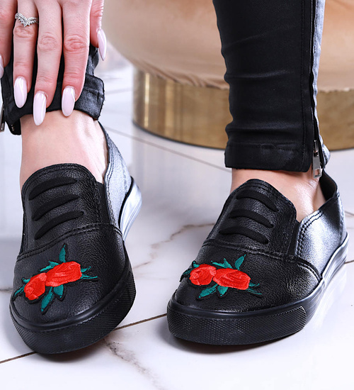 Wsuwane czarne trampki slip on /F7-2 13973 S178/