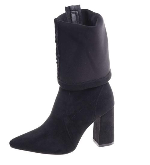 Klasyczne czarne kozaki damskie na obcasie /F3-2 18385 W456/