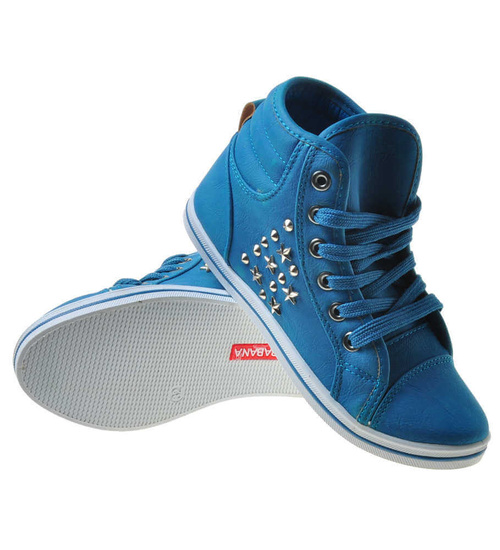 Trampki z wysoką cholewką dziecięce NIEBIESKIE /E9-3 6272 S191/