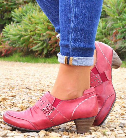 Bordowe półbuty damskie na niskim obcasie /E10-2 12751 T197/ Bordowe półbuty damskie na niskim obcasie /E10-2 12751 T197/