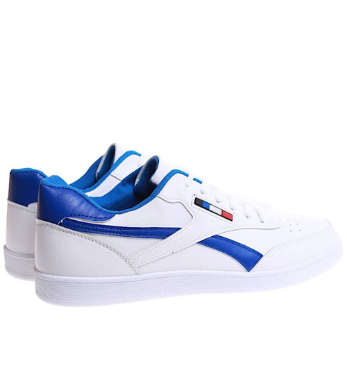 Sznurowane biało niebieskie trampki męskie /F4-2 17169 T323/