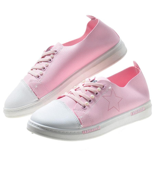 Różowe damskie trampki z perełkami /E5-2 7401 S192/