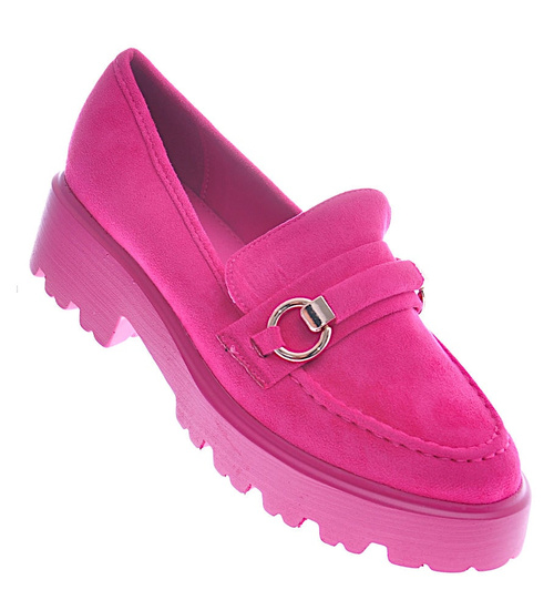 Fuksjowe półbuty mokasyny na platformie /D6-2 12698 T797/