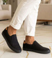 Czarne męskie trampki slip on z tkaniny /f3-3 16514 T287/