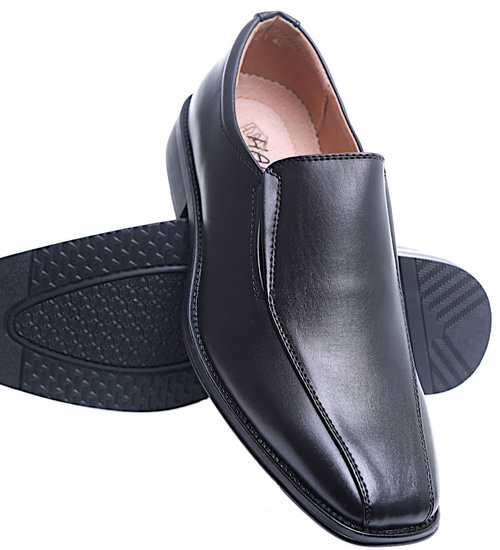 Wsuwane męskie czarne półbuty mokasyny /D6-1 15497 T251/