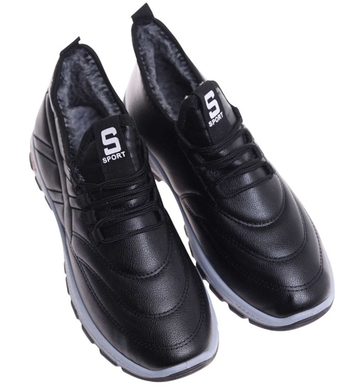 Czarne ocieplane buty sportowe męskie /E10-2 18248 T386/