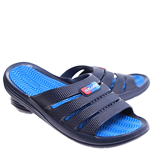 Plażowe wodoodporne granatowo niebieskie klapki męskie /G1-1 16533 T125/