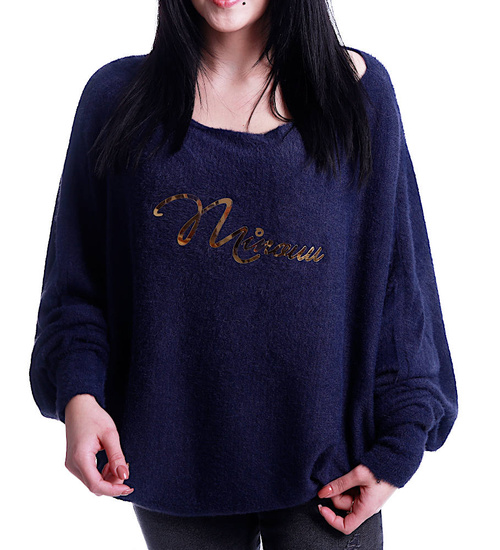 Granatowa luźna bluzka nietoperz Minouu /H UB625 L732/