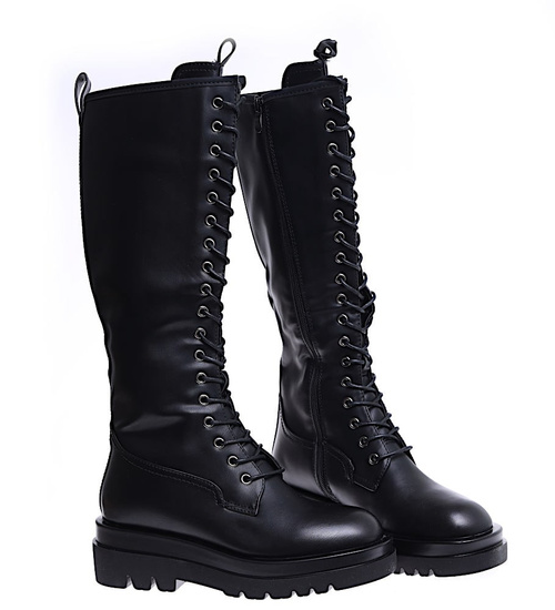 Czarne wysokie trapery glany /F8-3 15220 T595/