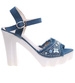 Niebieskie sandały damskie na obcasie i platformie /B7-3 16230 T230/
