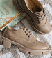 Wiosenne sznurowane półbuty damskie na platformie Khaki /F6-1 15490 T248/