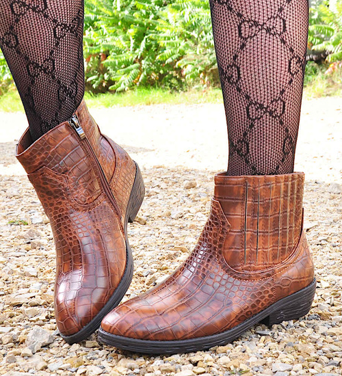 Kobiece botki sztyblety Brązowe /A5-2 12575 S290/