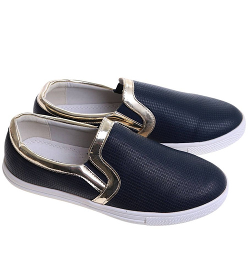 Dziewczęce granatowe trampki slip on /F5-1 11713 T193/