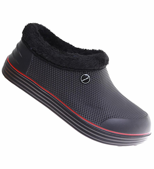 Czarne męskie kalosze piankowe z futerkiem /H2 17076  T291/