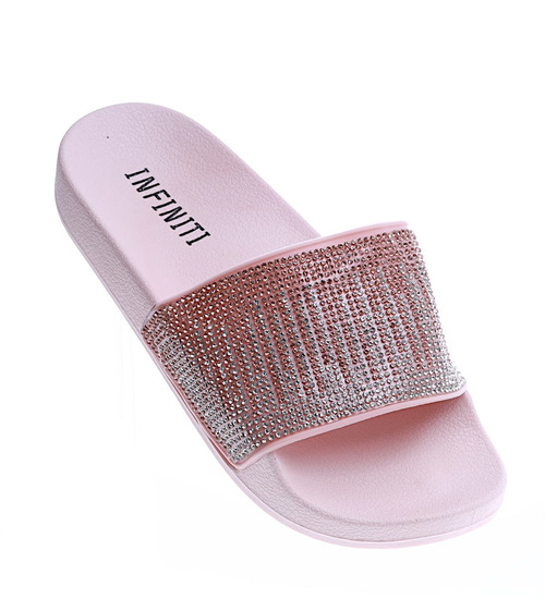 Beżowe damskie klapki na basen /G11-1 14161 S193/