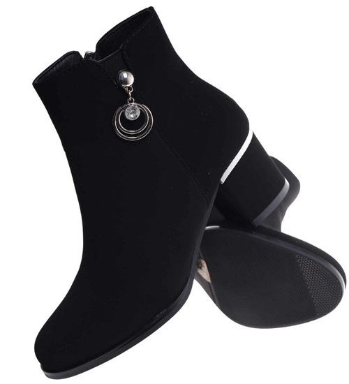 Czarne eleganckie botki na niskim obcasie /D4-3 18270 W483/