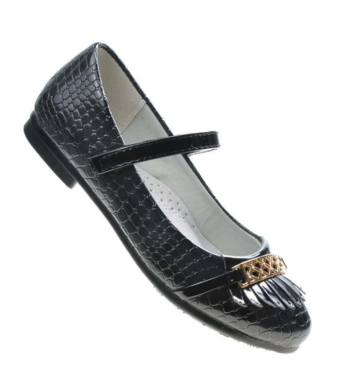 Czarne dziecięce balerinki z paseczkiem /D7-3 4698 S076/