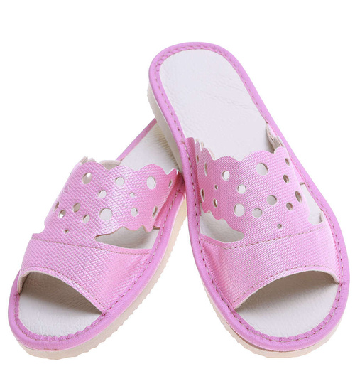 Różowe ażurowe domowe klapki kapcie /A10-1 16170 S165/