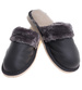 Skórzane szare kapcie damskie z wełną /G4-1 18466 S196/