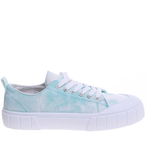 Niebieskie niskie trampki damskie z tkaniny /E2-2 15966 G157/