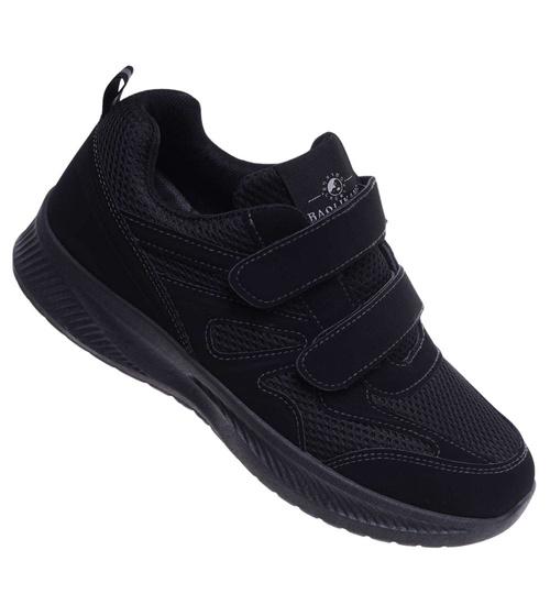 Czarne lekkie buty sportowe na rzepy /C1-3 18155 T289/