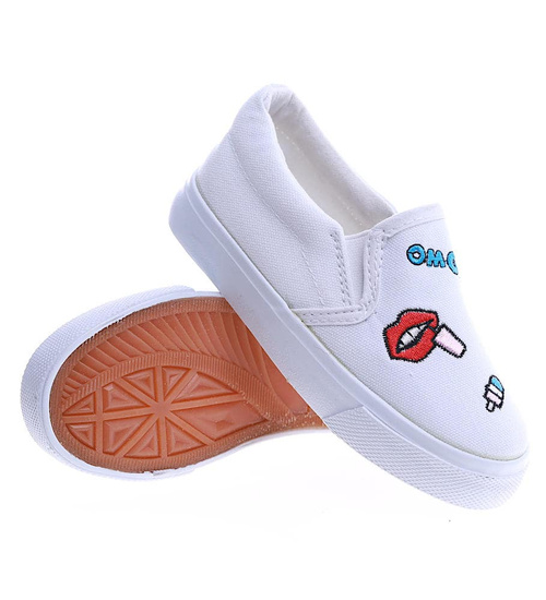 Wsuwane białe dziecięce tenisówki slip on /B6-2 13527A T9/