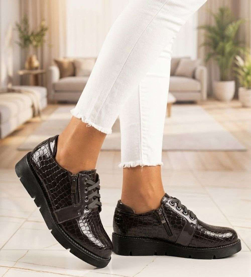 Sznurowane wiosenne półbuty dziewczęce /F5-2 14935 T039/