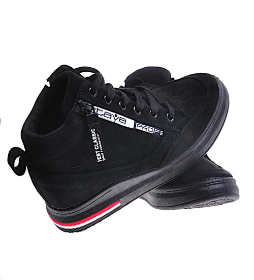 Czarne trampki damskie Sneakersy na koturnie /A3-1 10785 T597/