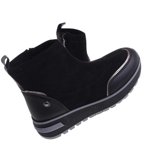 Sportowe botki damskie na zimę czarne /B4-1 18556 W205/