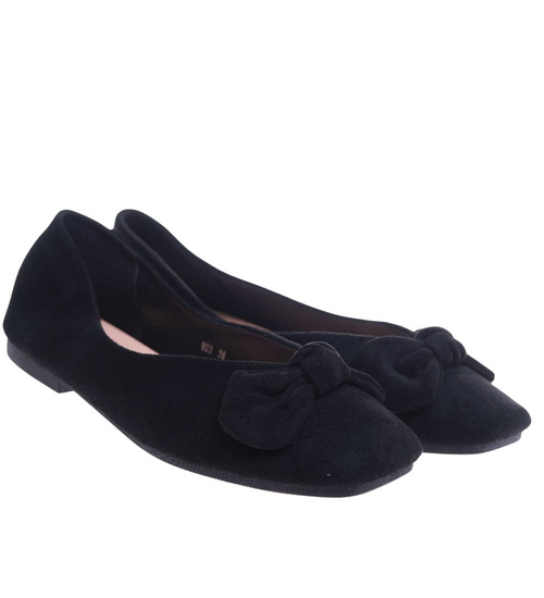 Czarne baleriny damskie z kokardą /E3-1 +h2 17696 W4-92/