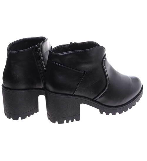 Damskie botki na obcasie w kolorze czarnym /E10-3 9881 S195 +H2/