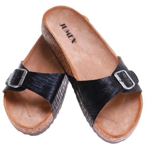  Czarne profilowane klapki damskie /G7-2  17715 T182/