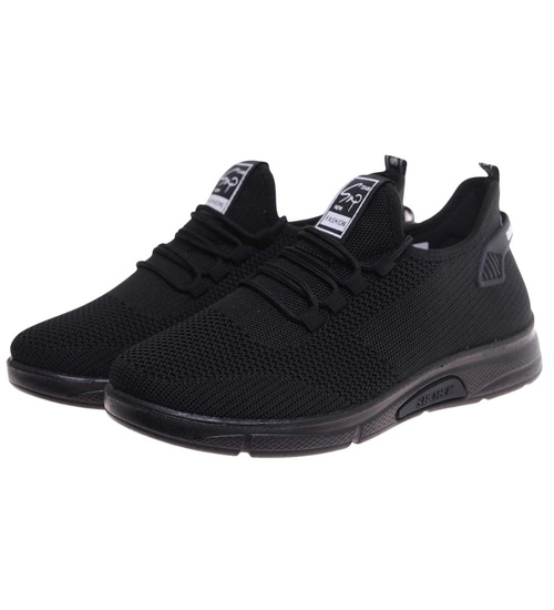 Wsuwane ażurowe czarne męskie buty sportowe /G9-1 17998 GF285 +H2/