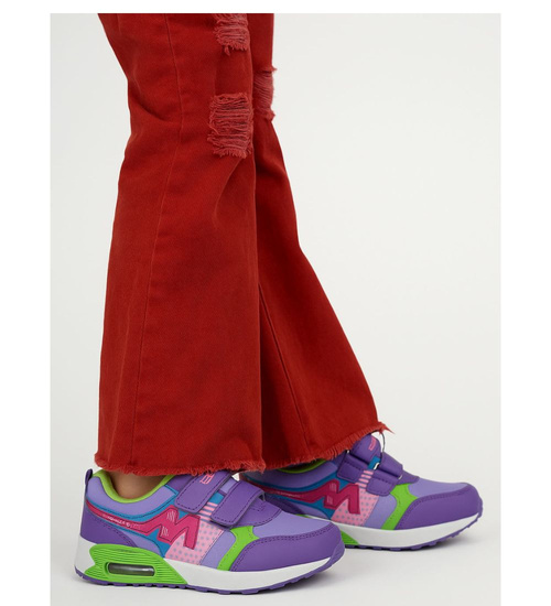 Dziewczęce fioletowe buty sportowe na rzepy /A8-2 18128 T292/