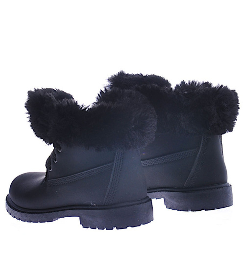 Czarne dziewczęce trapery z futerkiem /D9-2 12735 T492/