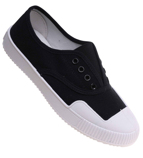 Wsuwane czarne trampki damskie /F4-1 15970  G150/