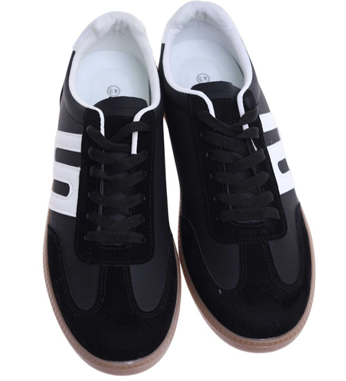 Sznurowane czarne trampki halówki /F1-3 18158 T484/